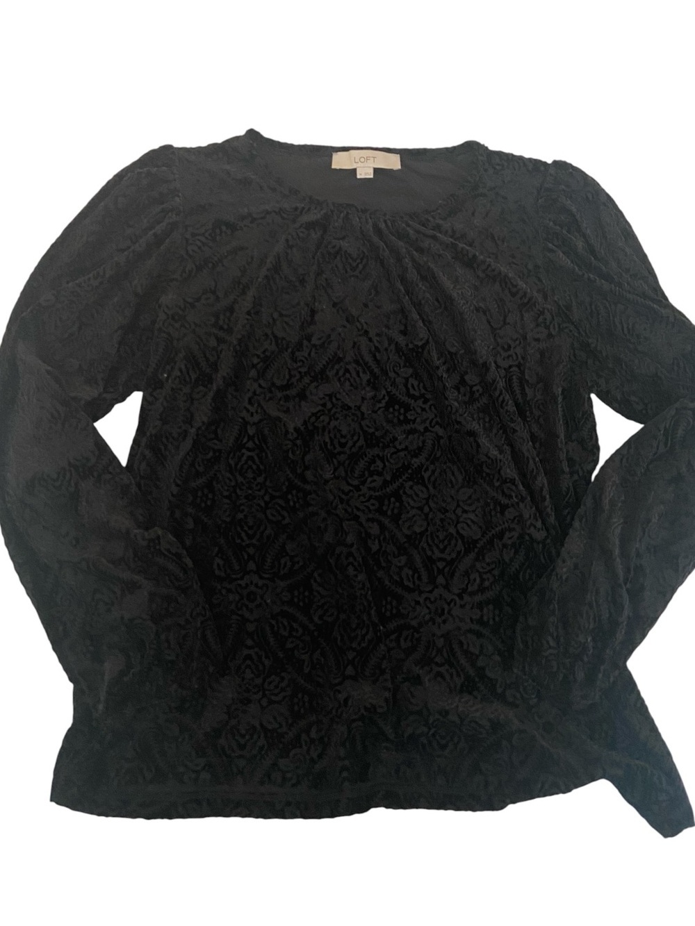 LOFT VELVET LONG SLEEVE BLACK TOP SIZE MEDIUM